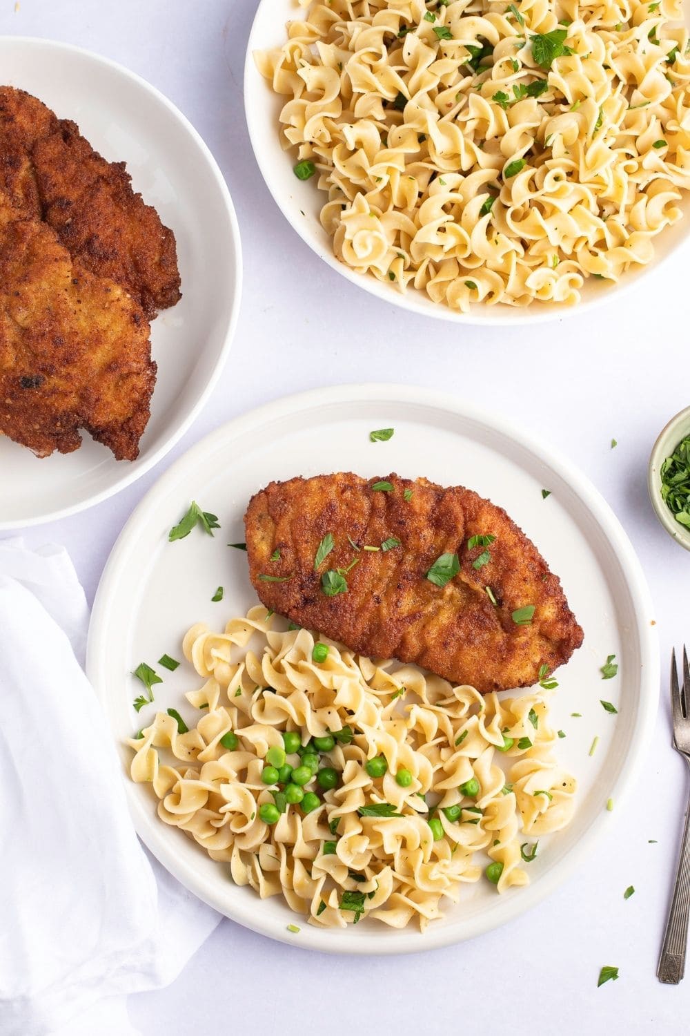 Chicken Schnitzel with Noodles