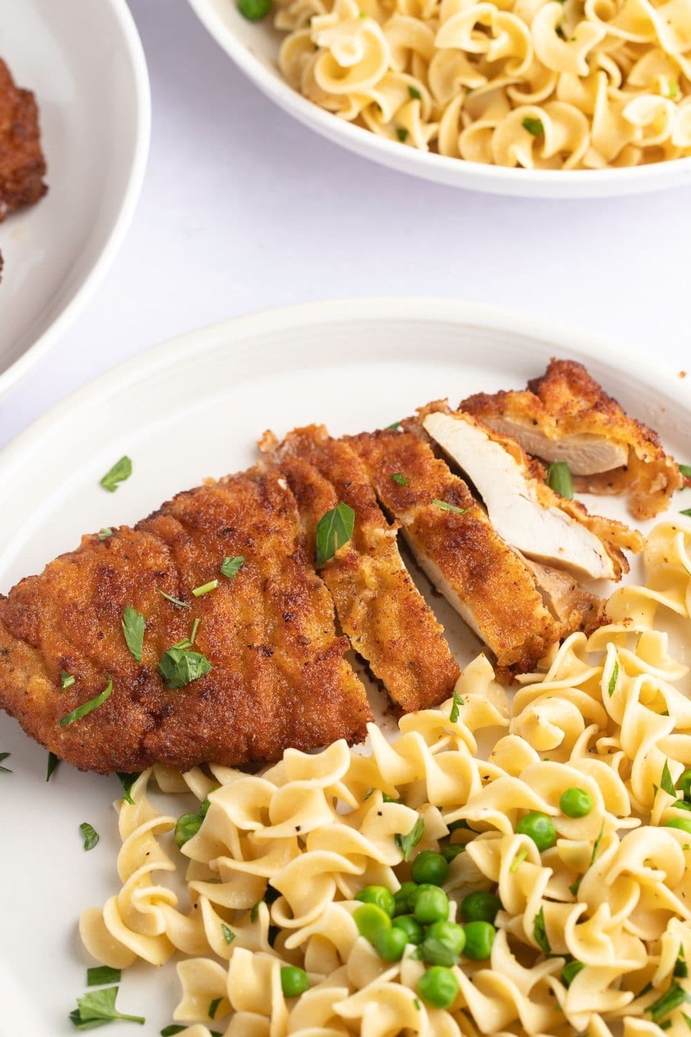 Chicken Schnitzel with Noodles