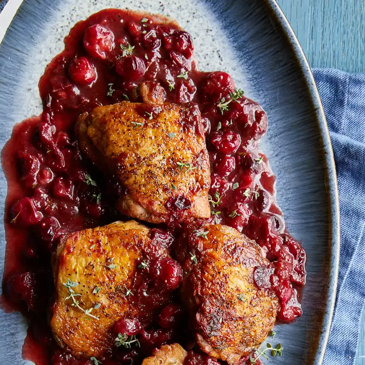 5-Ingredient Cranberry-Balsamic Chicken Thighs (One-Pot)
