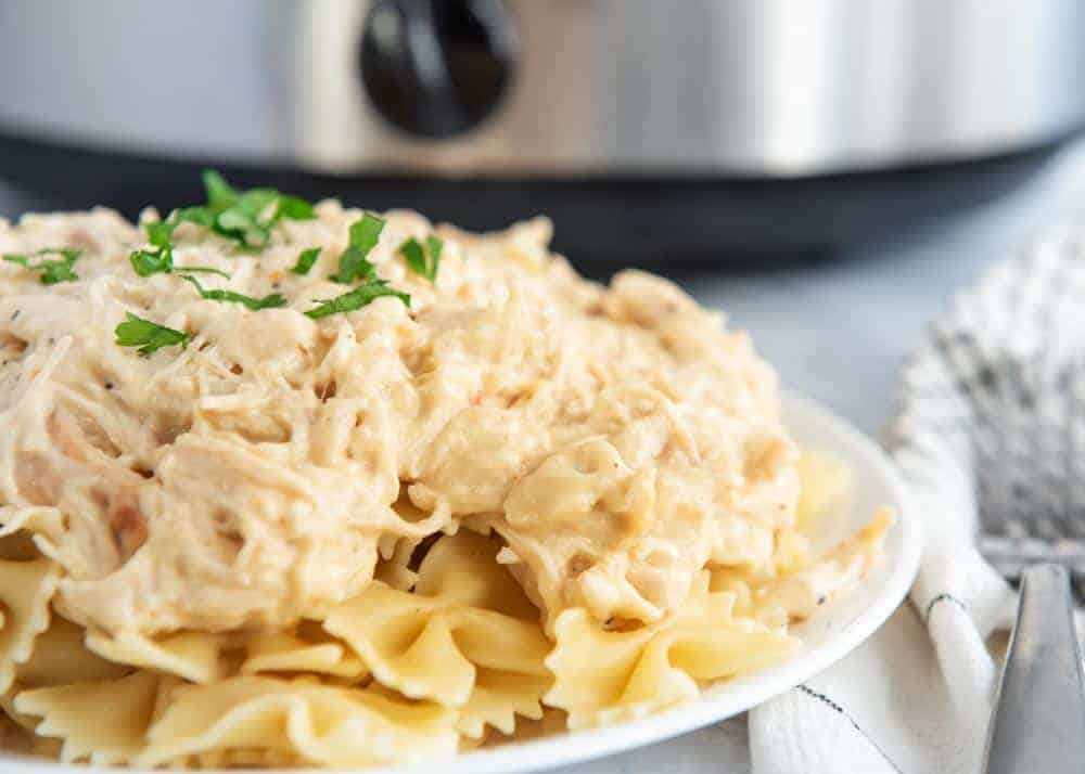 Creamy Crockpot Italian Chicken (4 ingredients!)
