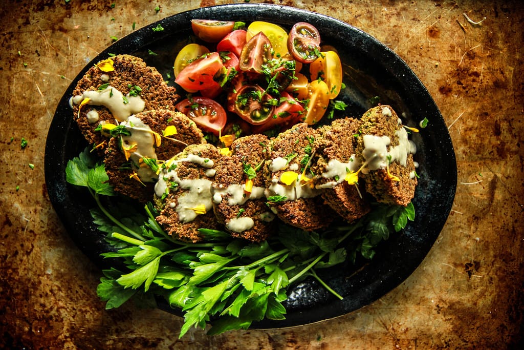 Crispy Baked Falafel with Tahini Sauce