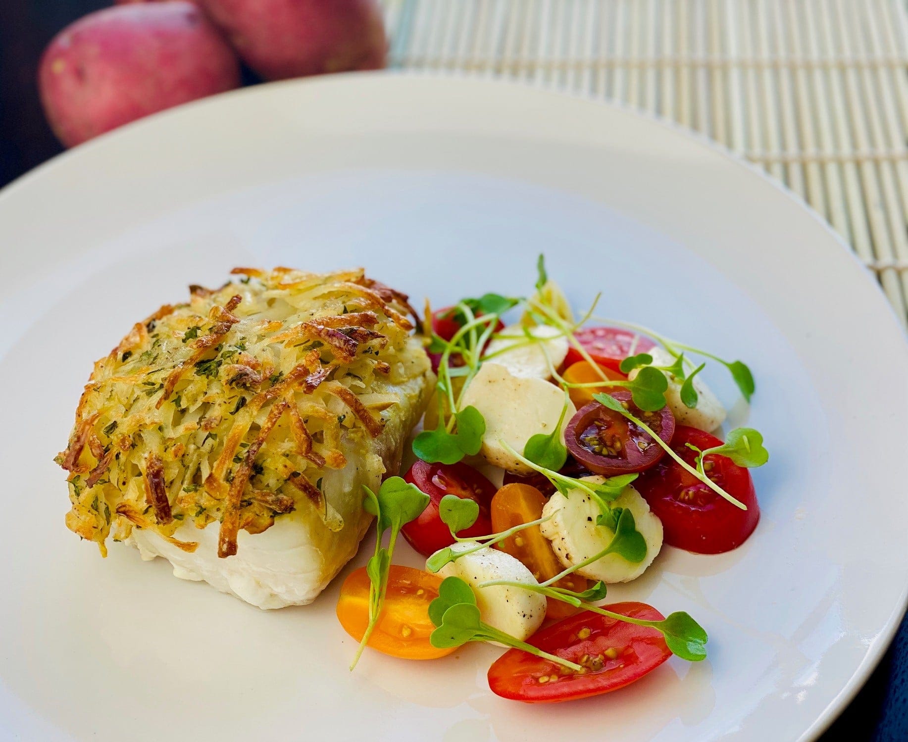 Idaho: Potato-Crusted Halibut with Caviar