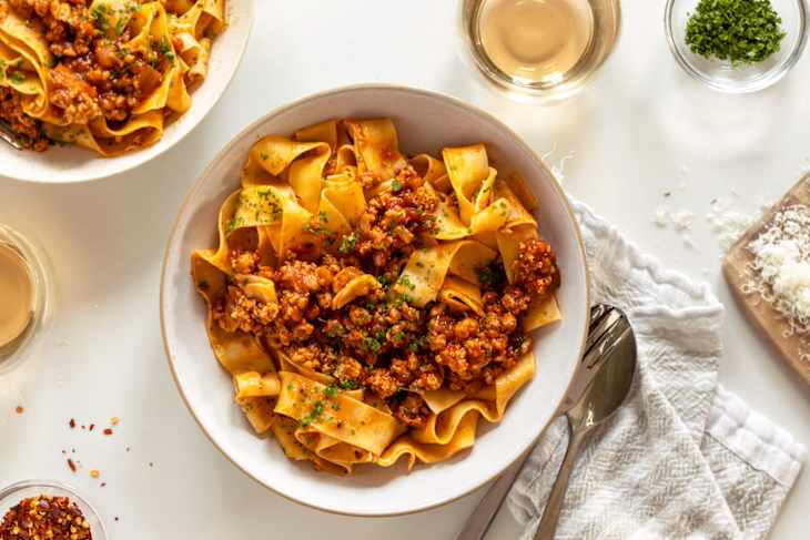 Courtney Cox's Chicken Bolognese over pasta