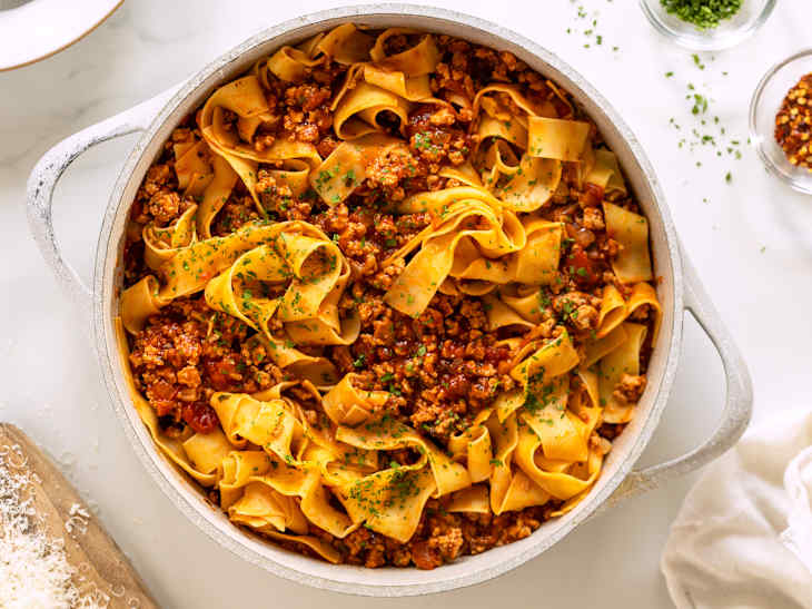 Courtney Cox's Chicken Bolognese over pasta
