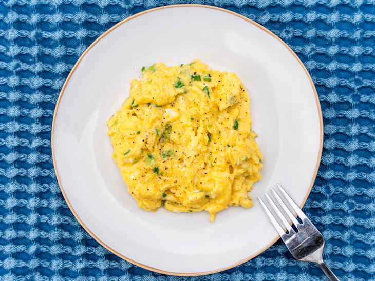 Oprah Winfrey's truffle scrambled eggs on a plate