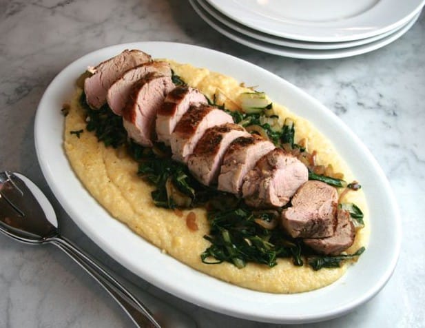 New Mexico: Green Chile Pork Tenderloin with Blue Corn Polenta