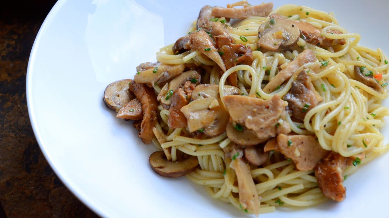 Wild Mushroom Pasta with Truffle Oil