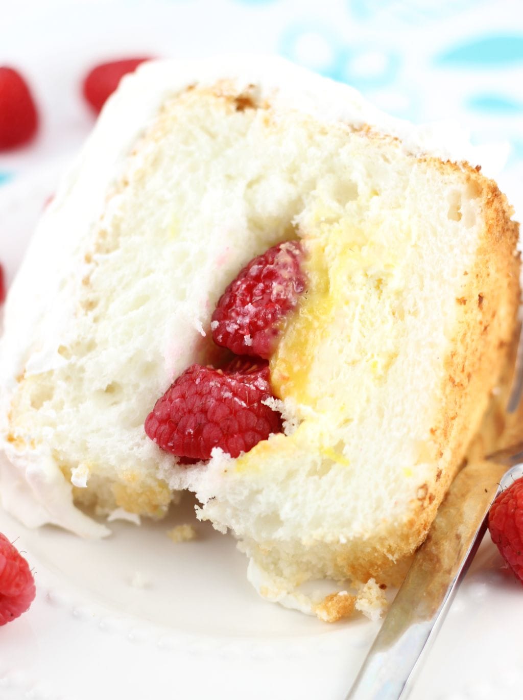 Lemon Raspberry Angel Food Cake
