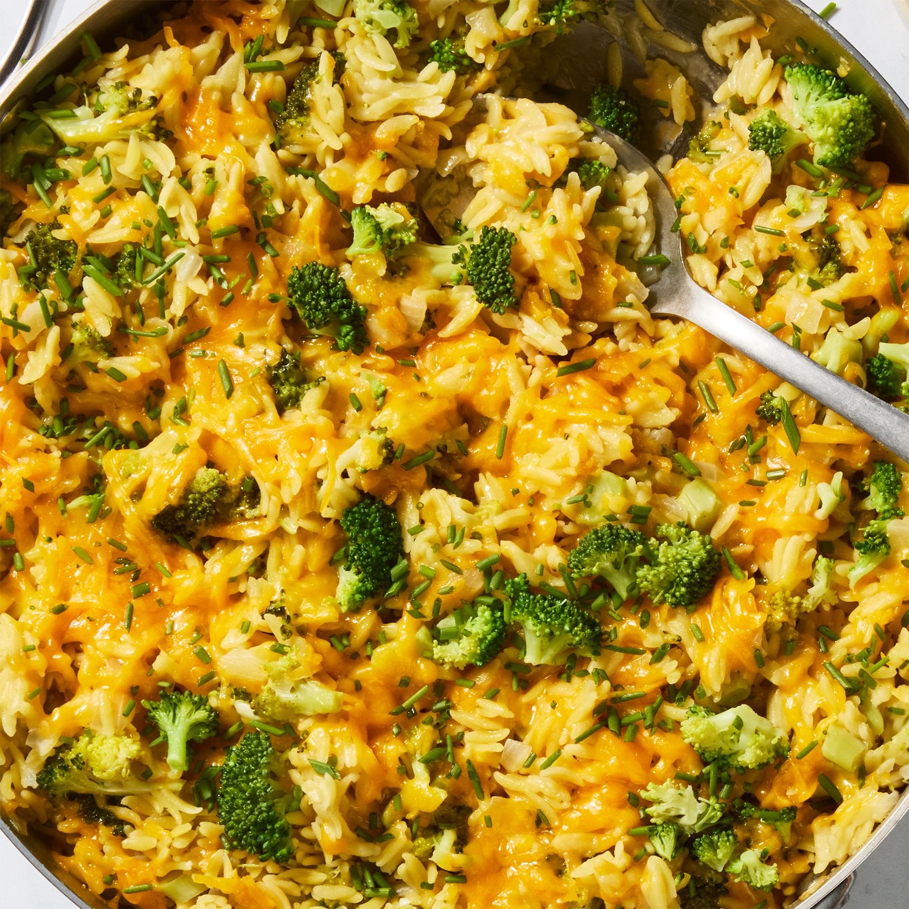 One-Pan Cheesy Broccoli-Cheddar Orzo
