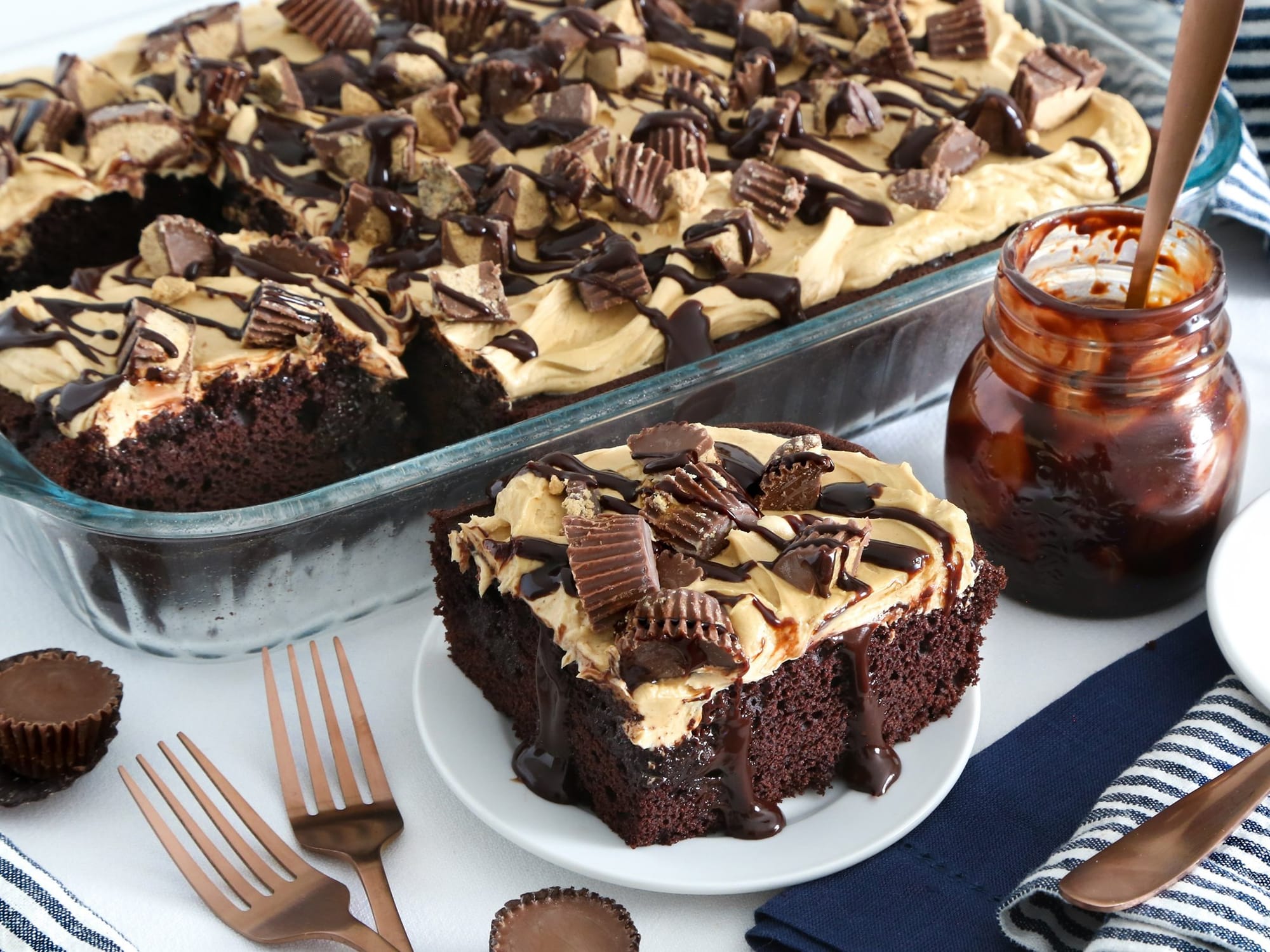 Peanut Butter Cup Poke Cake