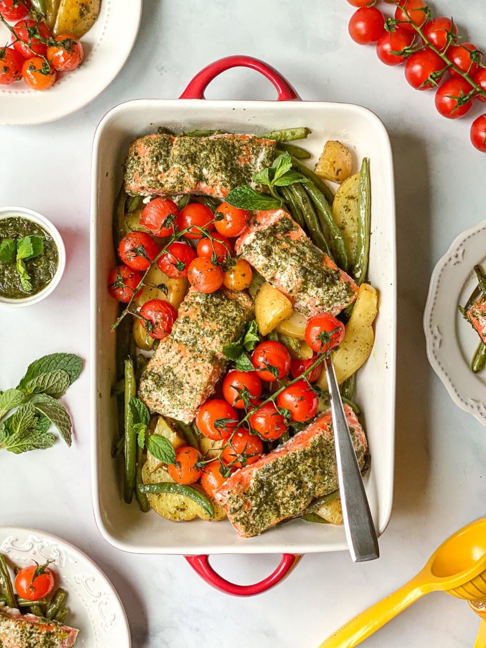Sheet Pan Pesto Salmon and Veggies