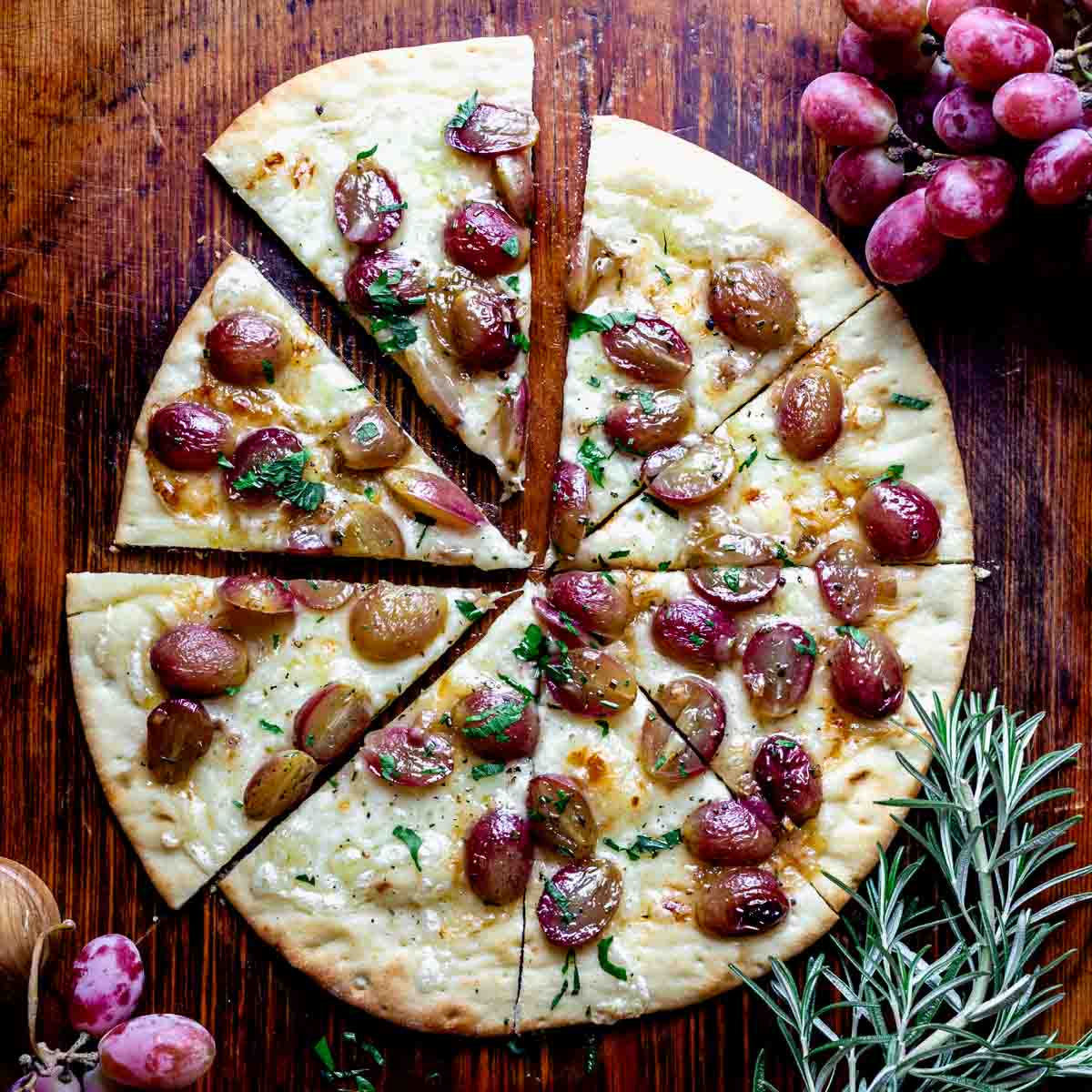 Pizza with Grape and Rosemary