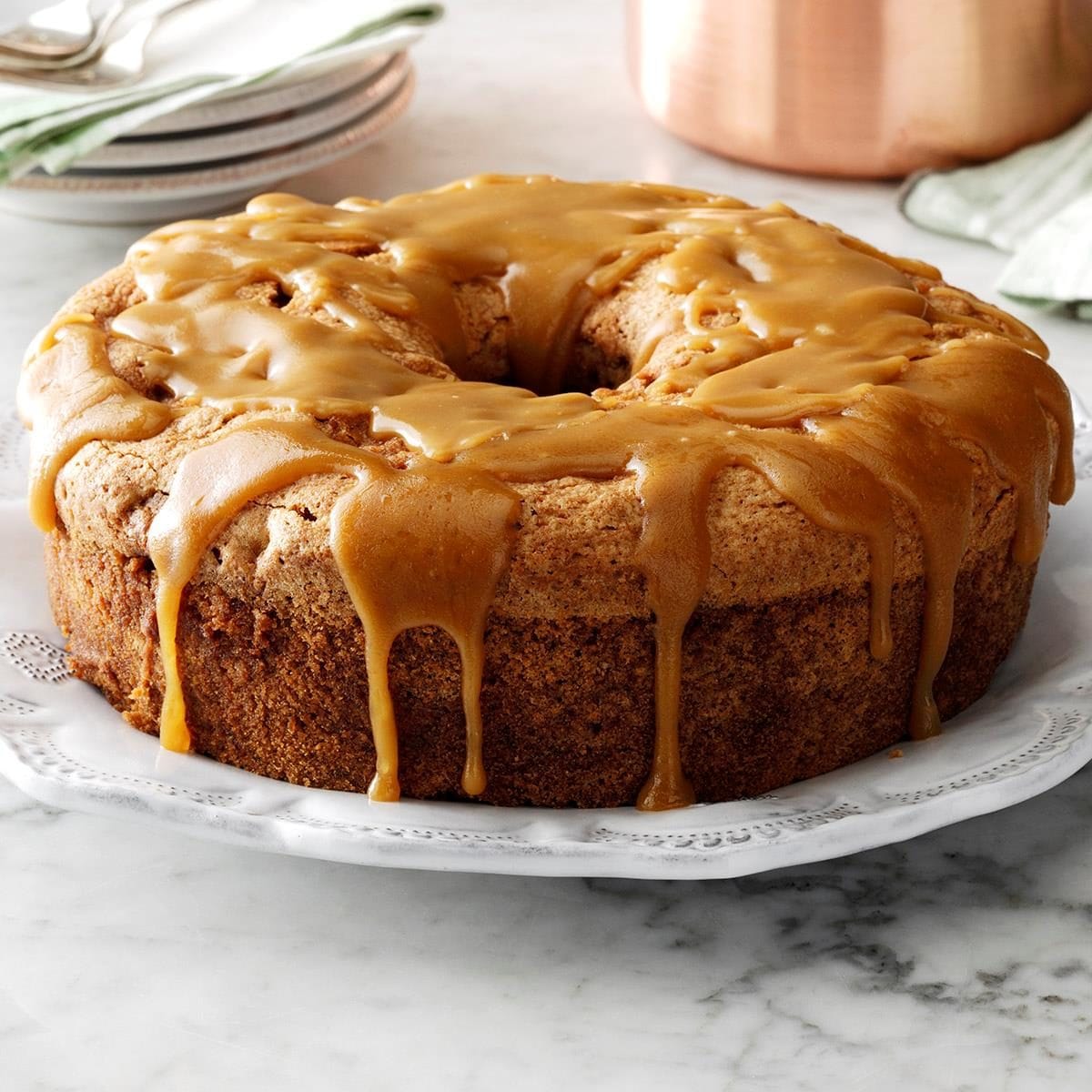 Spiced Apple Cake with Caramel Glaze