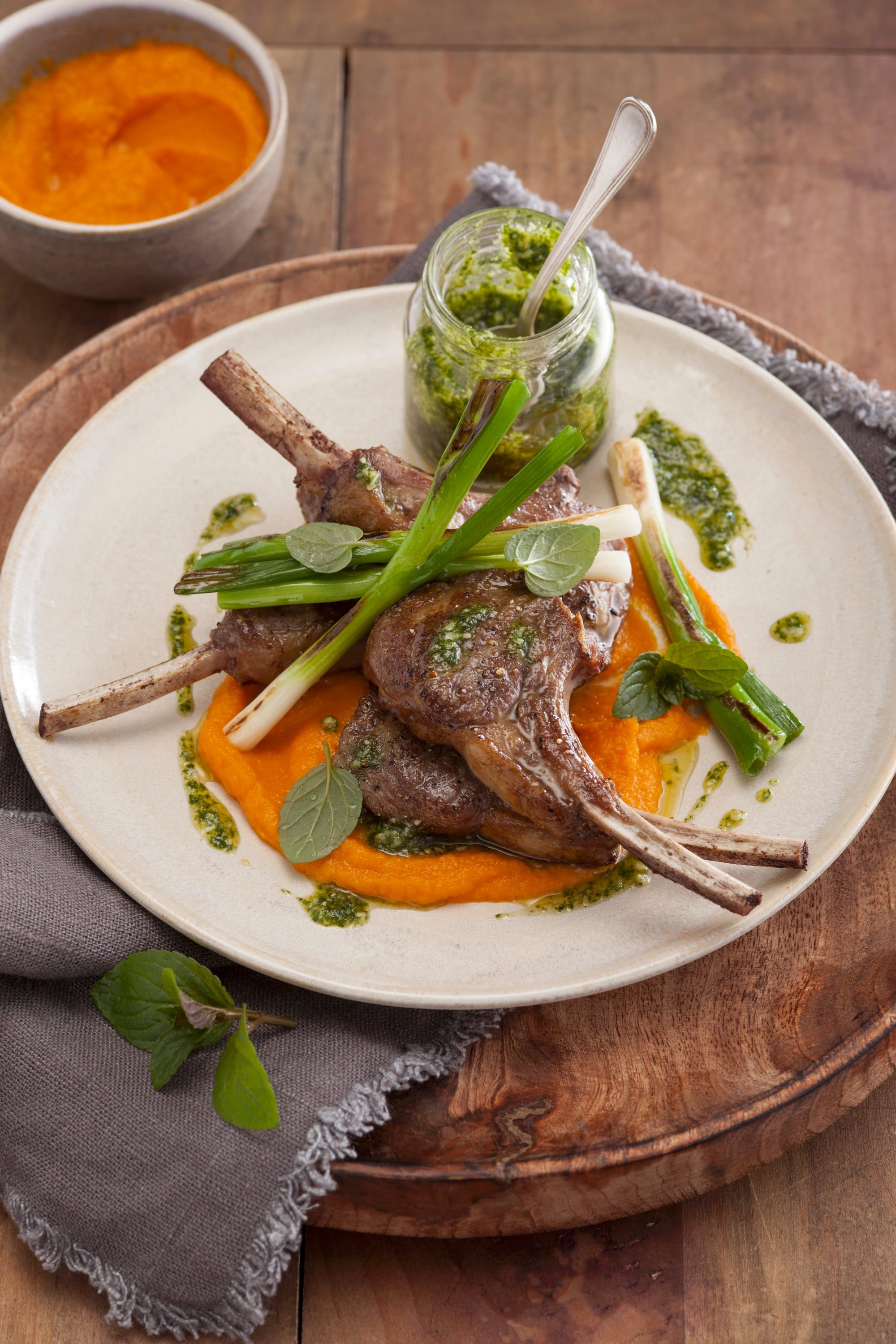 Pan-Seared Lamb Chops with Mint Pesto