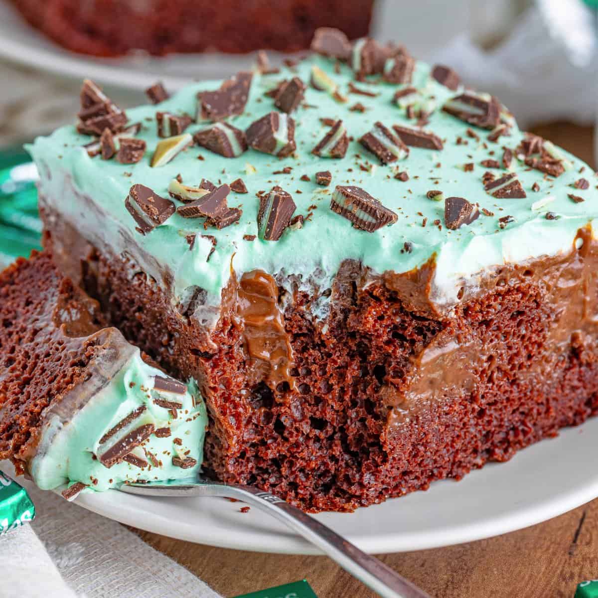 Mint Chocolate Chip Poke Cake