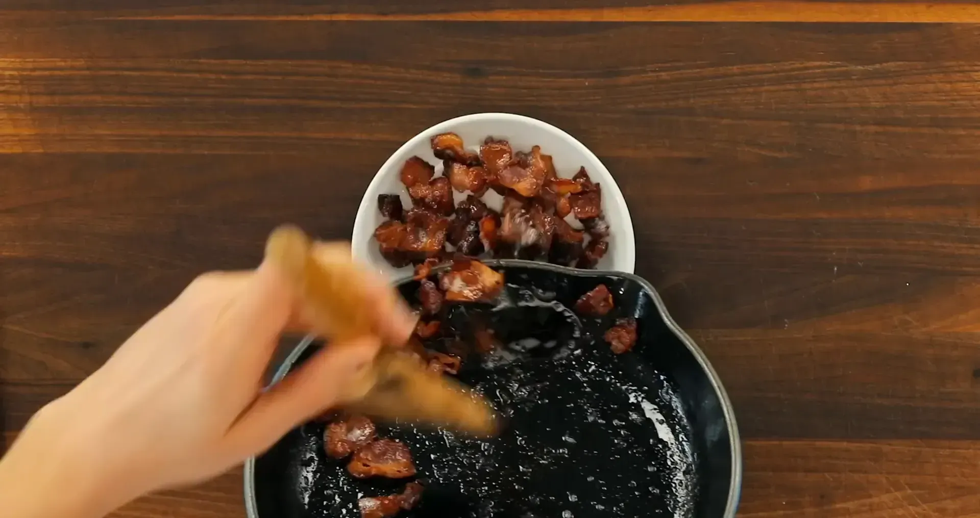 Crispy bacon on a plate.