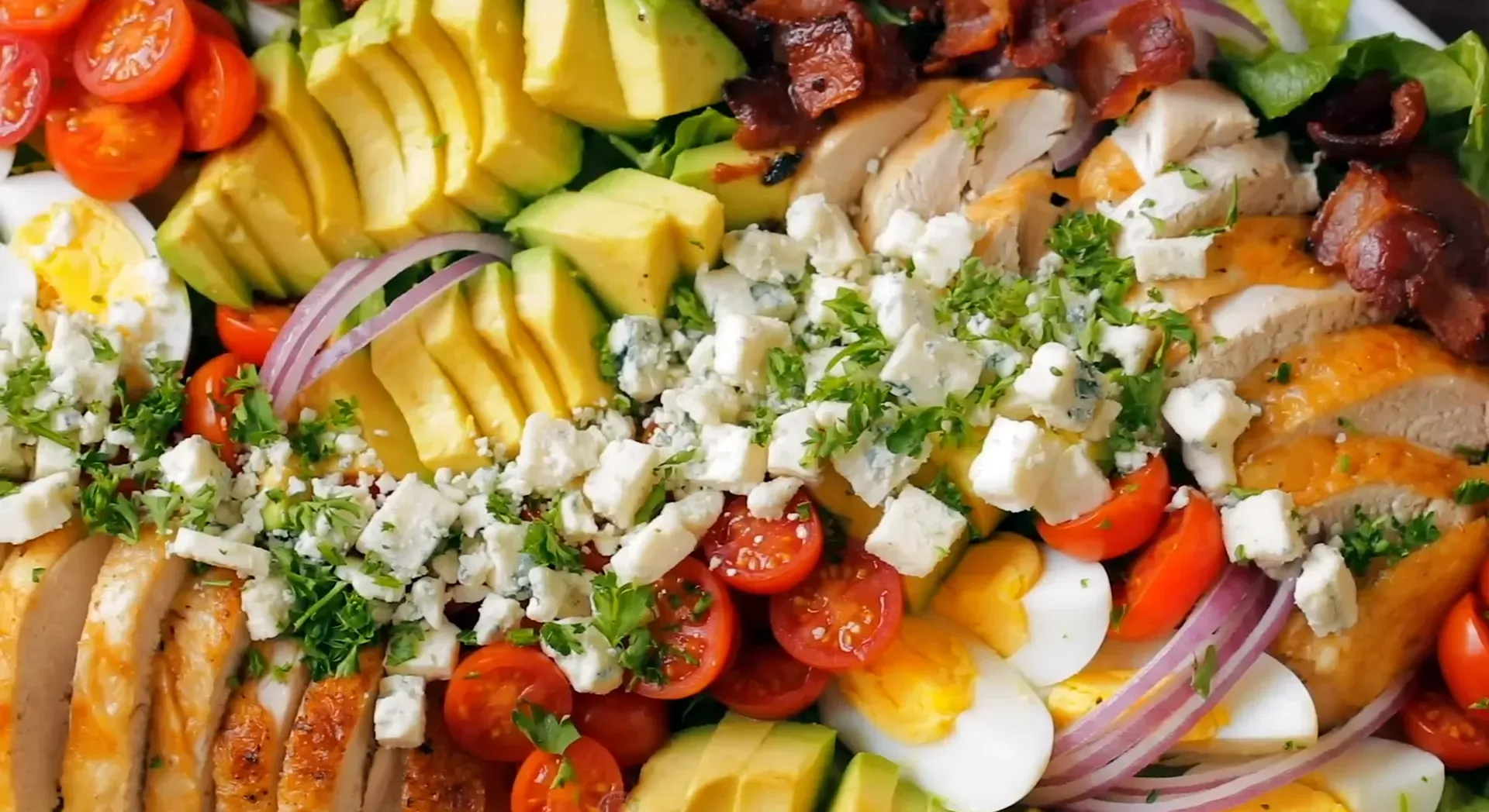 Final presentation of the Chicken Cobb Salad.