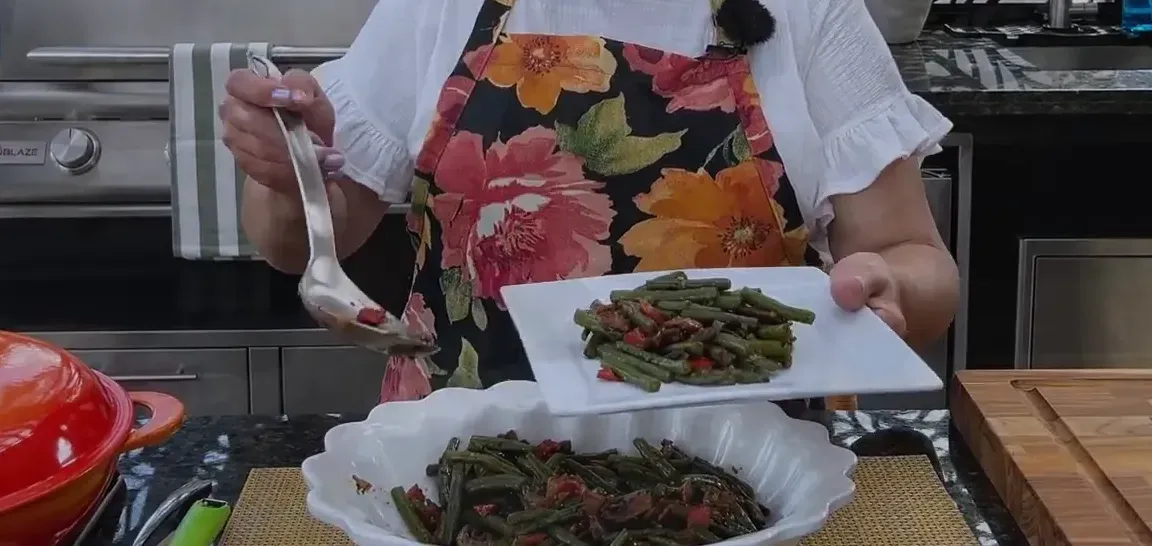 Taste testing the green beans