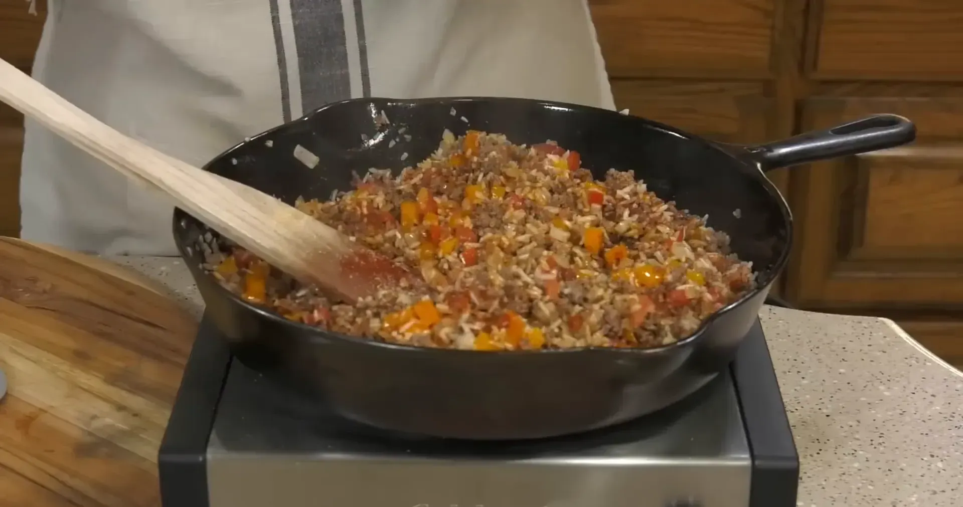 Seasoning the mixture with spices