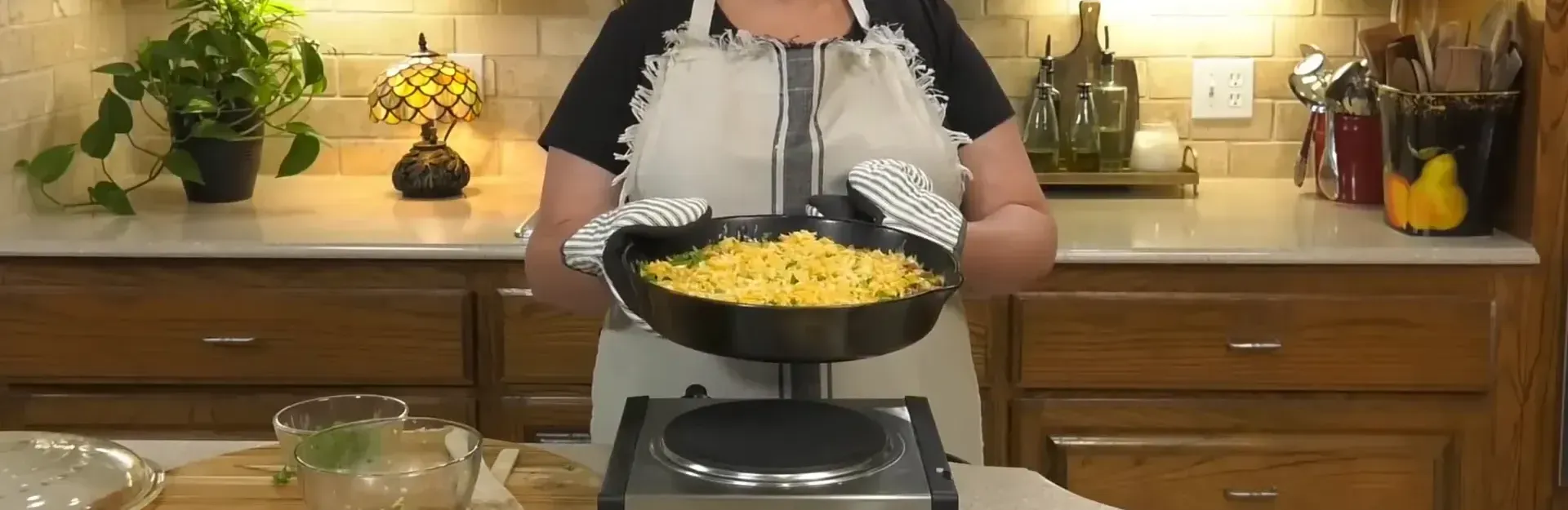 Baking the skillet in the oven