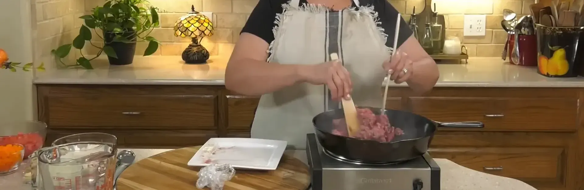 Browning ground beef until no longer pink