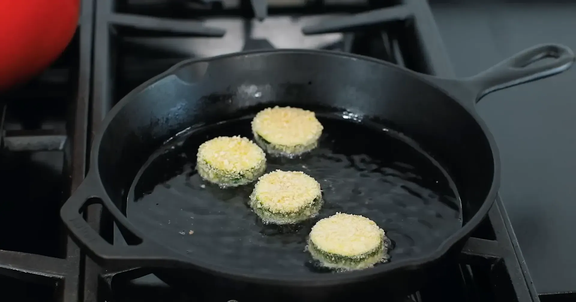 Testing oil temperature with a breadcrumb.