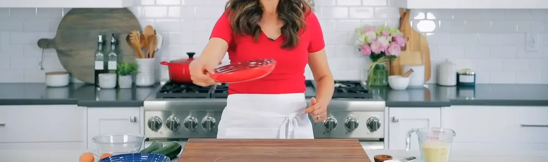 Setting up the assembly line with flour, eggs, and breadcrumbs.