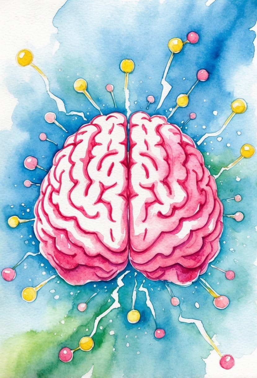 A bright and clear brain surrounded by swirling sugar molecules being cut away, leaving the mind feeling refreshed and focused after just 7 days