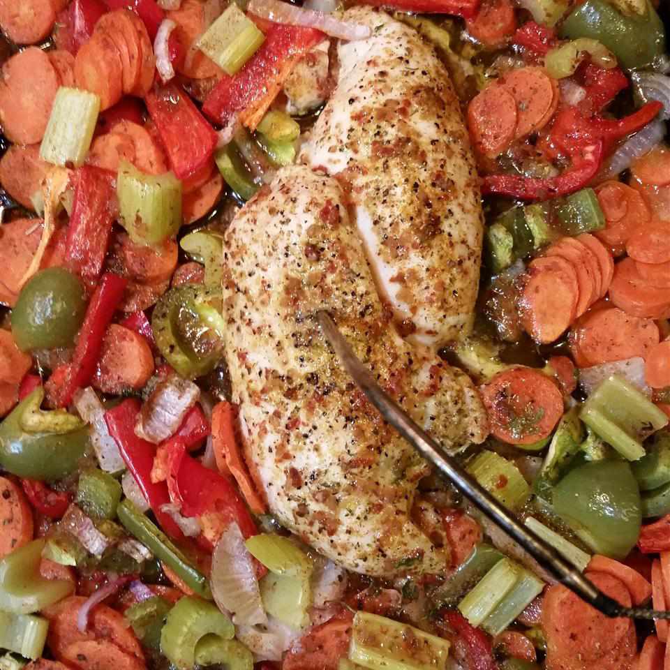 Skinless Chicken Breast with Roasted Vegetables Recipe