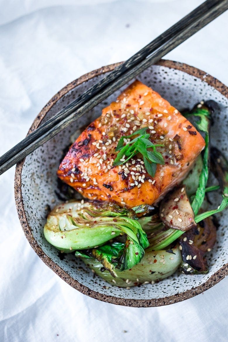 Sheet Pan Teriyaki Salmon with Roasted Bok Choy