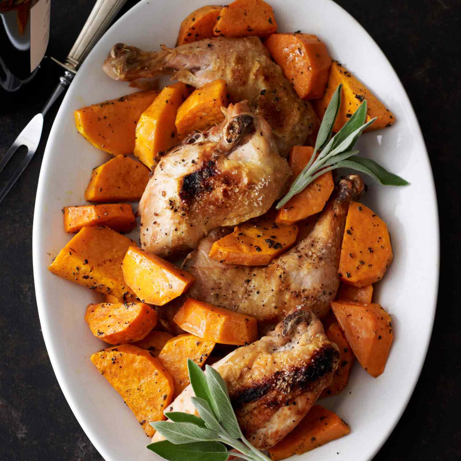 Herb-Roasted Chicken with Butternut Squash