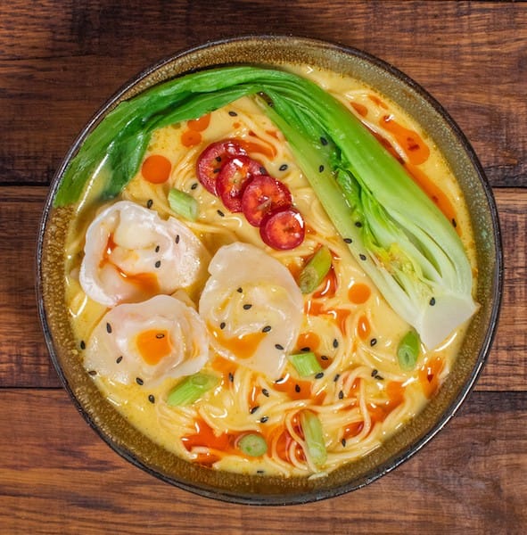 Yellow Curry Vegan Dumpling Ramen Noodles