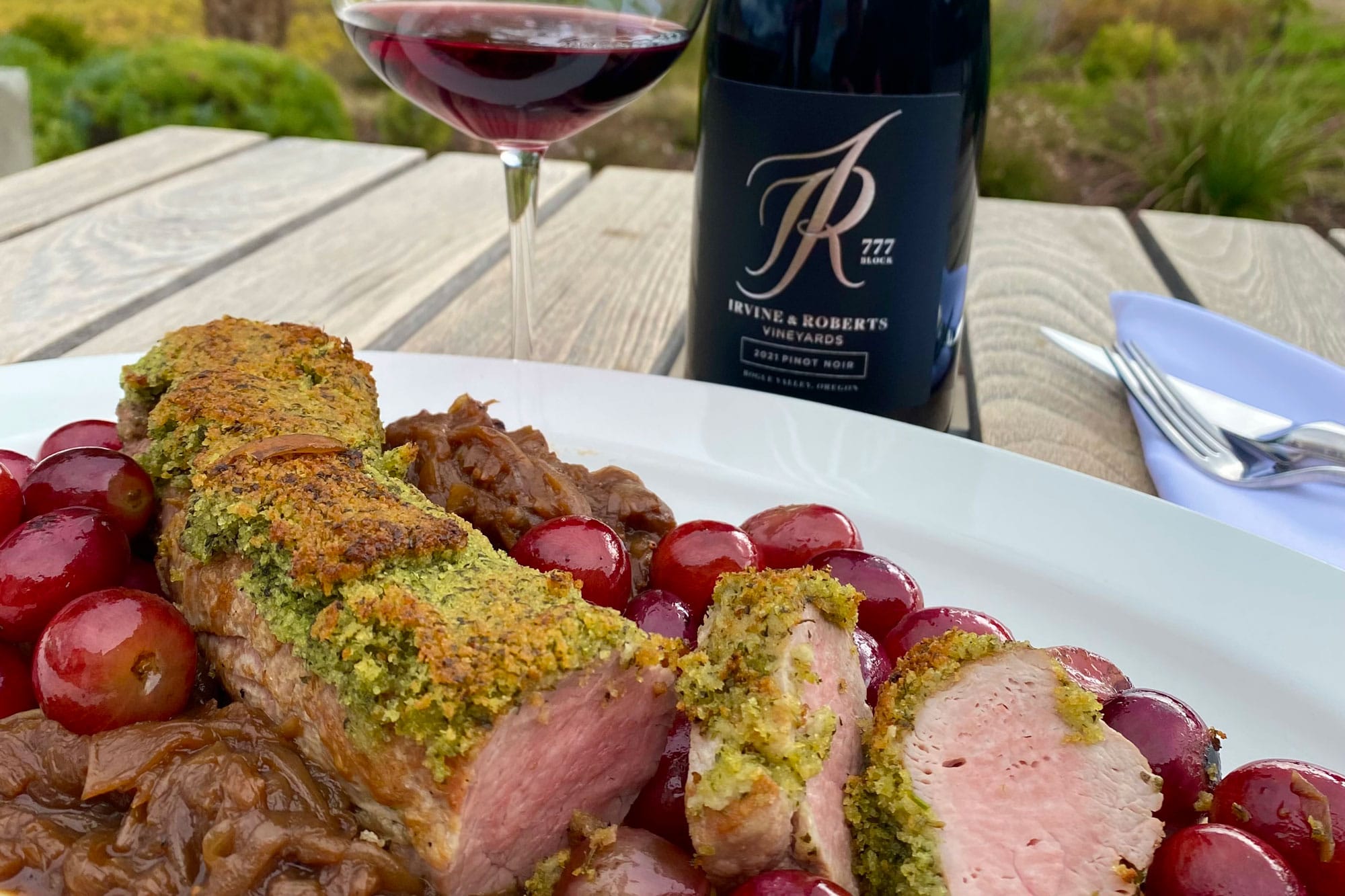 Sheet Pan Herb-Crusted Pork Tenderloin with Roasted Grapes