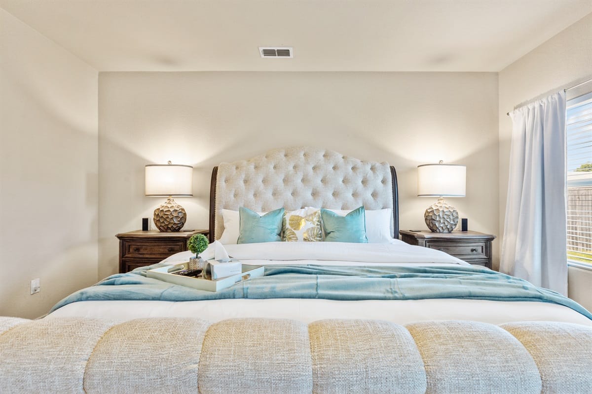 Large bedroom with massage chair nook