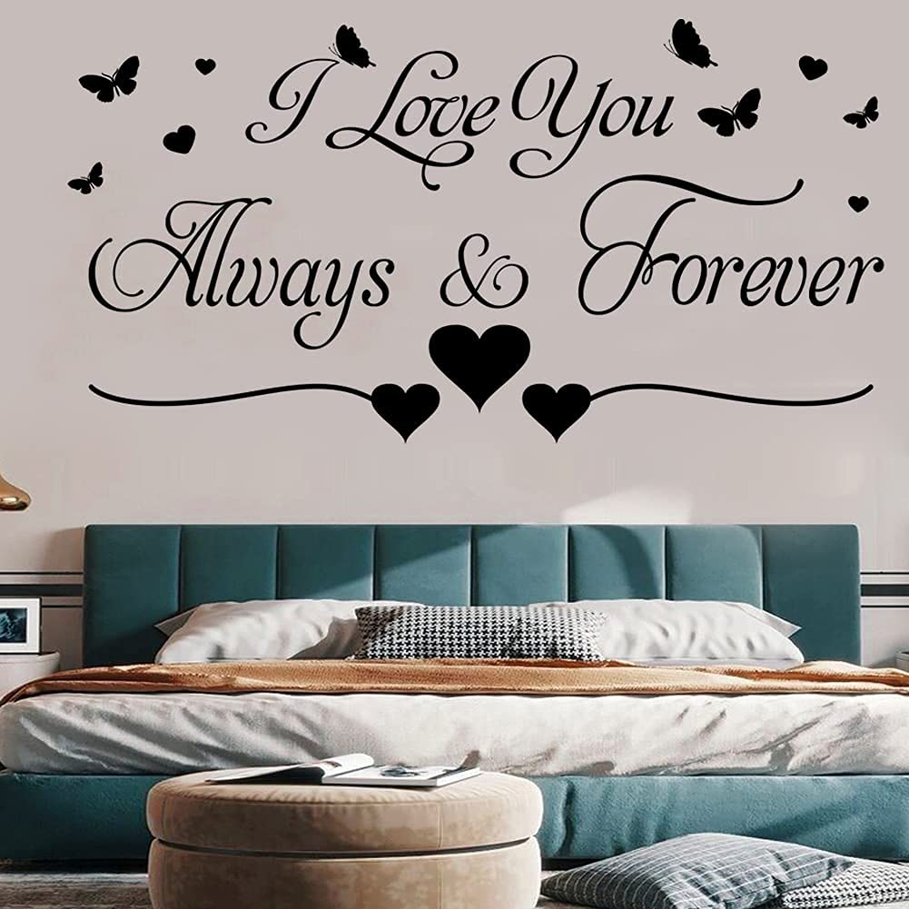 Bedroom wall with vinyl wall decals