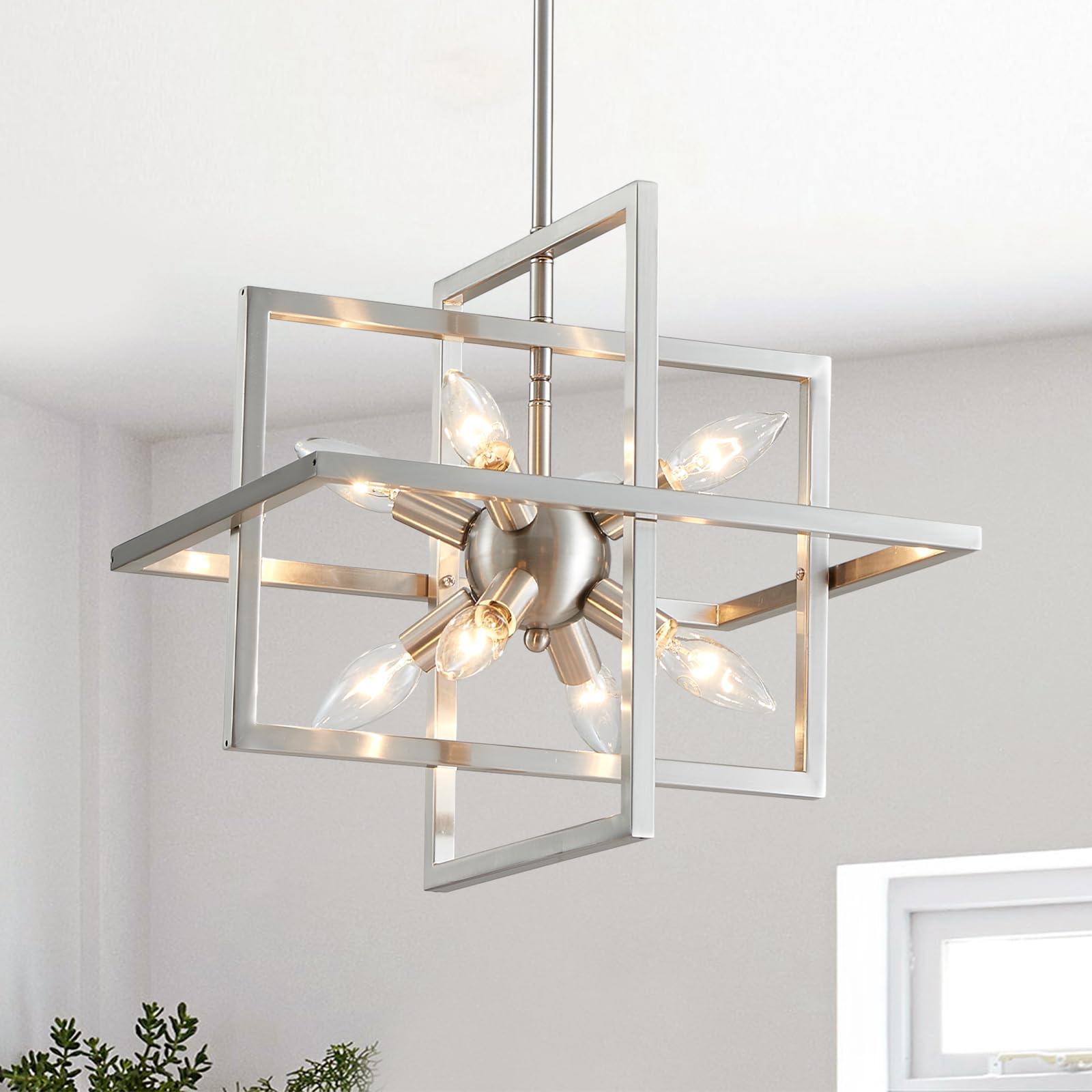 Bedroom lighting with geometric fixture