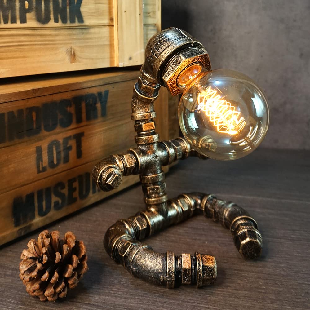 Bedroom lighting with industrial pipe lamp