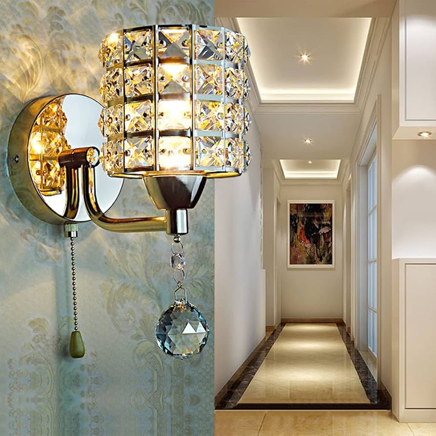 Bedroom lighting with crystal wall lights