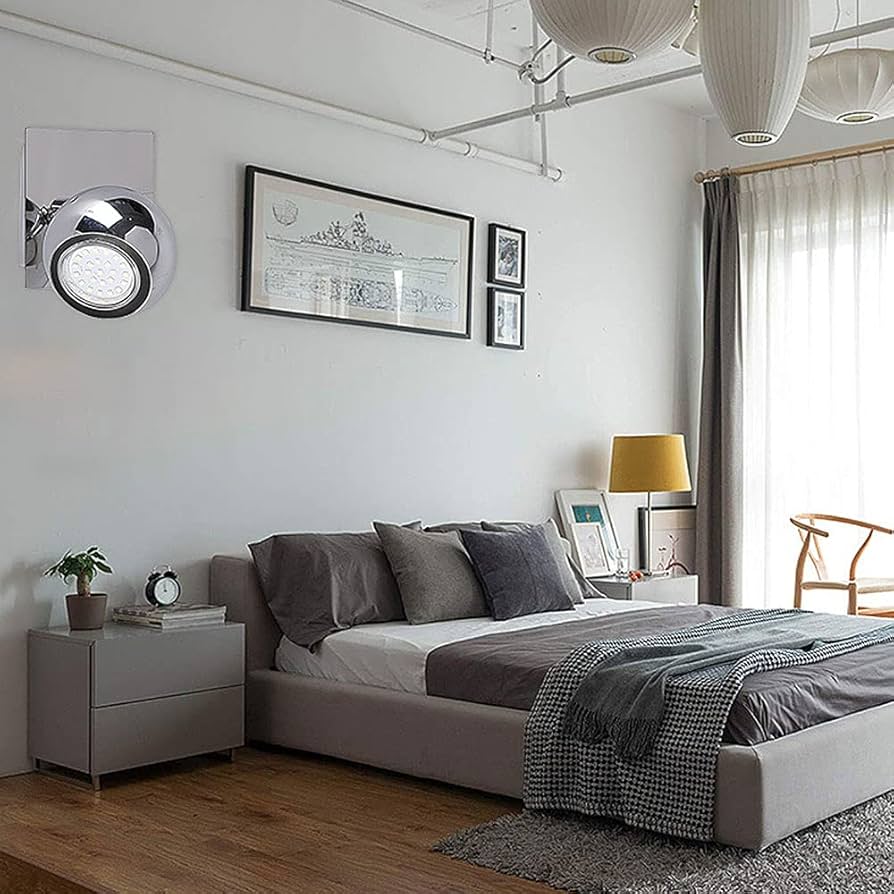 Bedroom lighting with accent spotlights