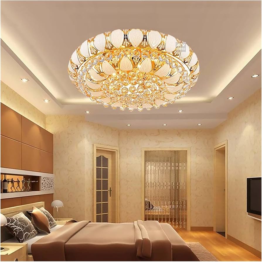 Bedroom lighting with crystal chandelier