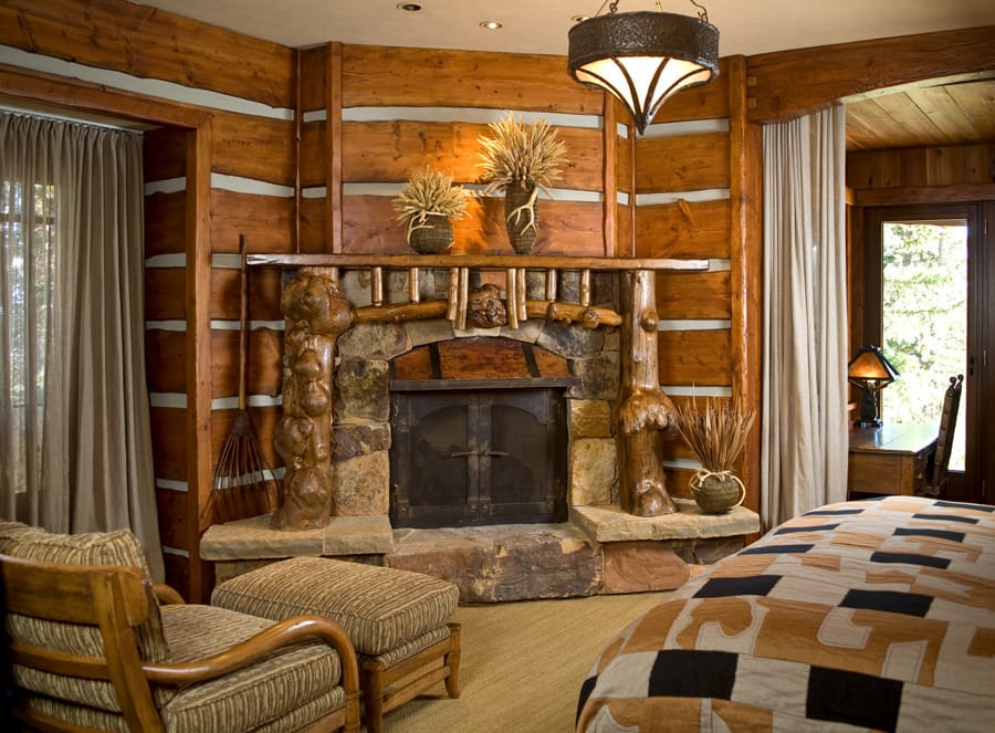 Cozy bedroom with fireplace seating