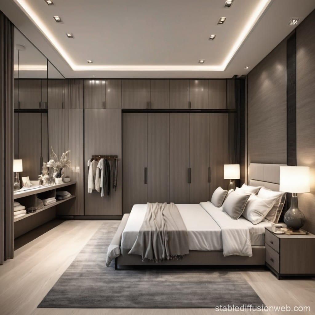 Large bedroom with dressing room area