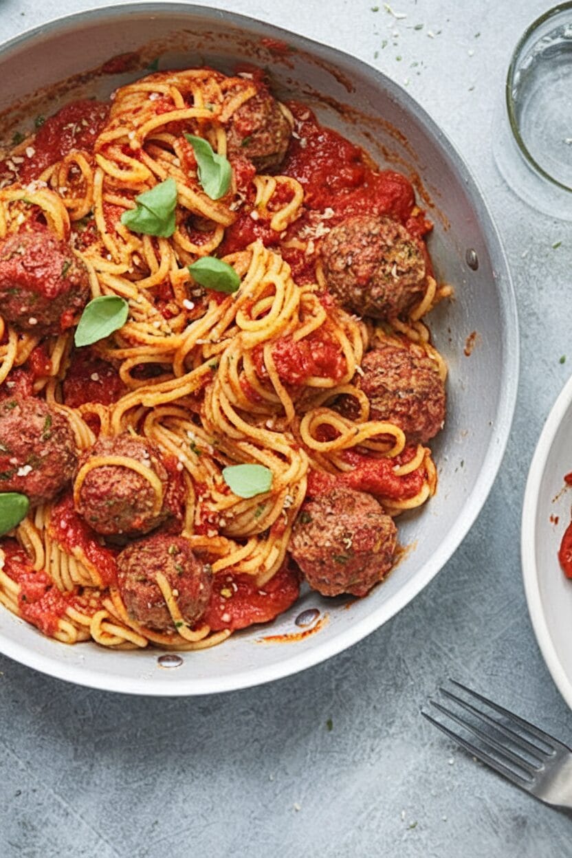 One-Pan Spaghetti with Meatballs