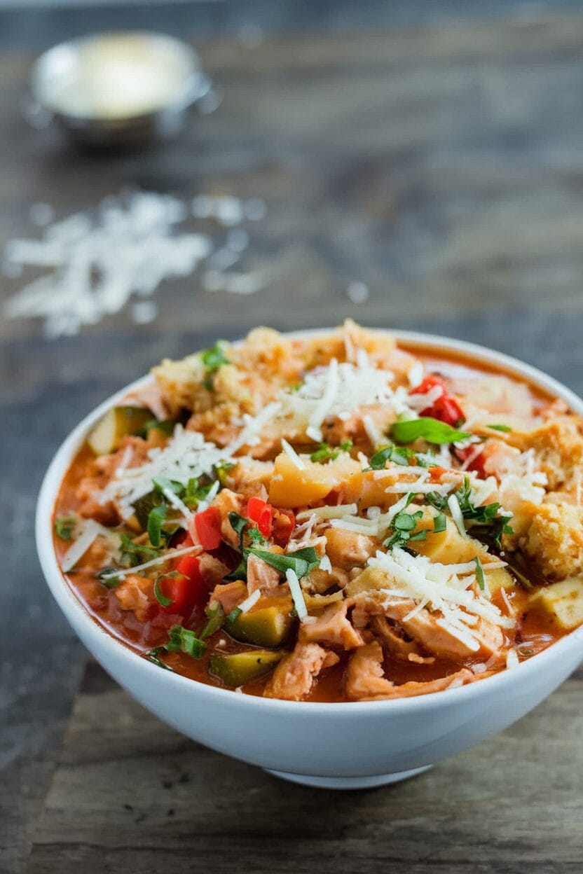 Crockpot Chicken Parmesan Soup (Slow Cooker)