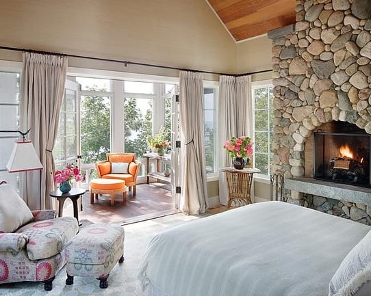 Large bedroom with morning sunroom