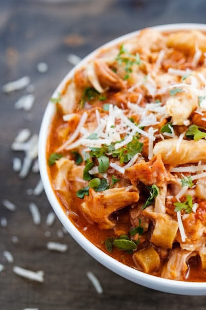 Crockpot Chicken Parmesan Soup (Slow Cooker)