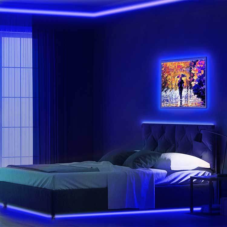 Bedroom lighting with mood light strips