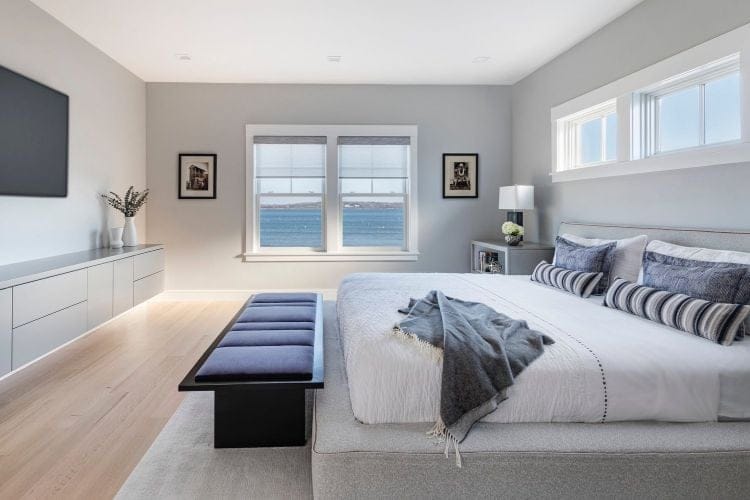 Bedroom lighting with recessed cans