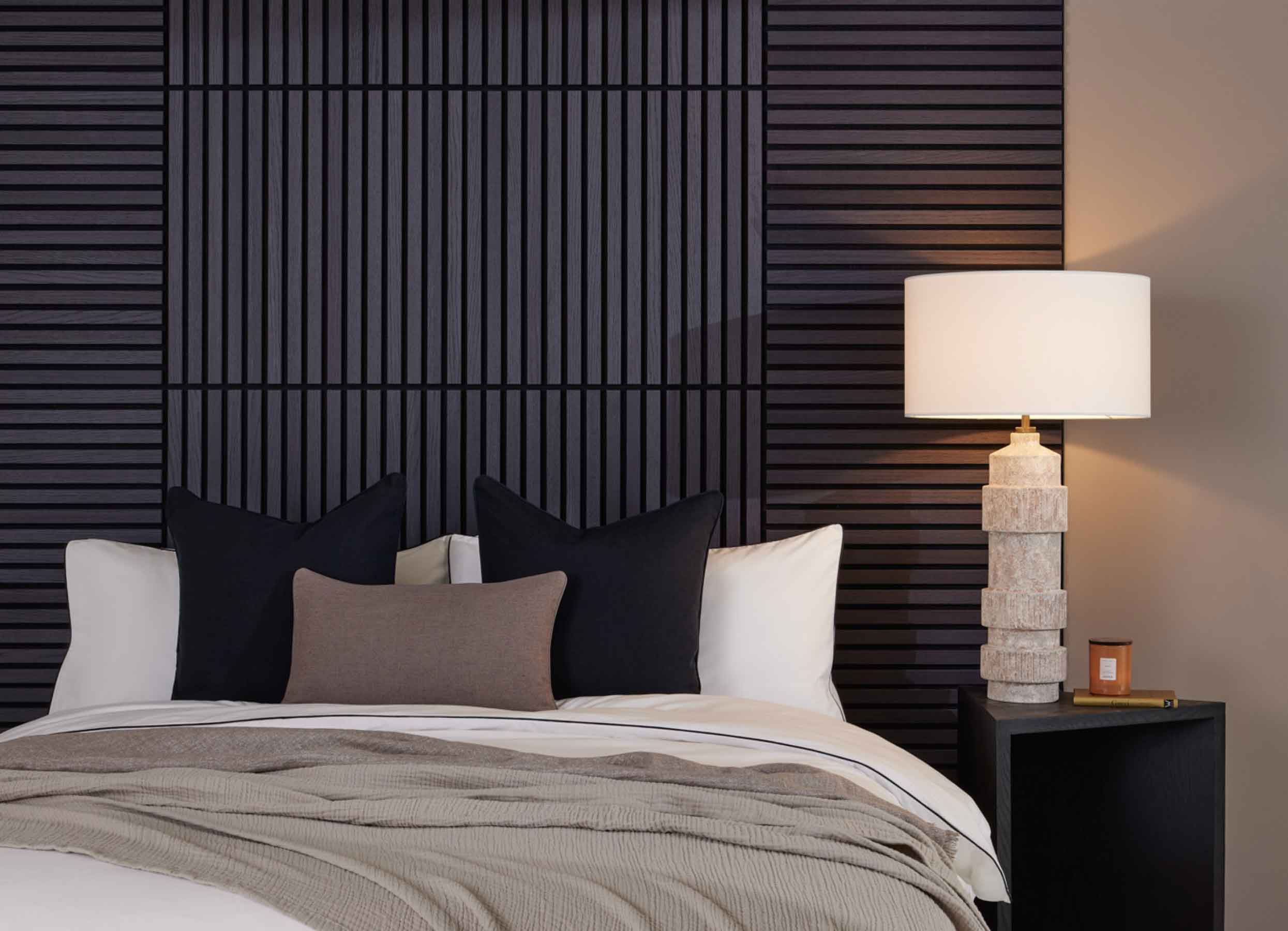 Create a striking panelled feature wall in your master bedroom