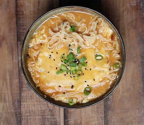Cheesy Egg Drop Ramen Noodles